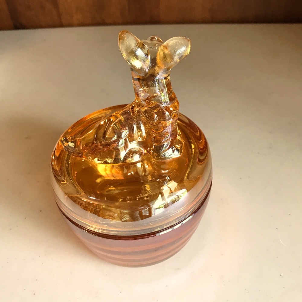 Vintage Jeanette Glass Scotty Dog Carnival Glass Powder Trinket Box - Picture 2 of 6